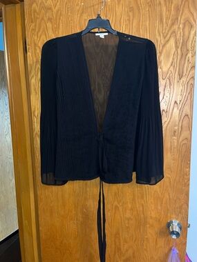 Bar III Black Sheer Open-Front Cardigan